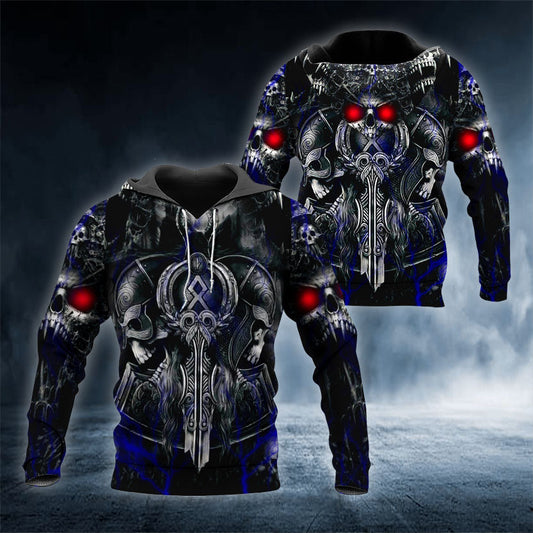 Norse Symbol Warrior Skull Viking 3D All Over Printed Unisex Hoodie US Size