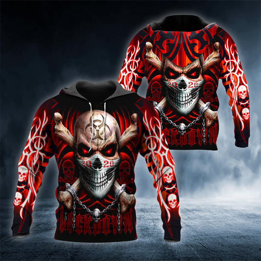 Painful Memories Masked Skull 3D All Over Printed Unisex Hoodie US Size