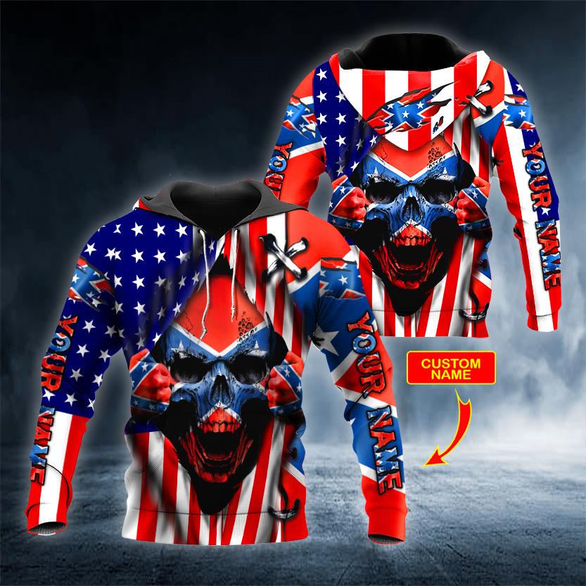 Inside CSA US Skull Personalized 3D All Over Printed US Unisex Size Hoodies