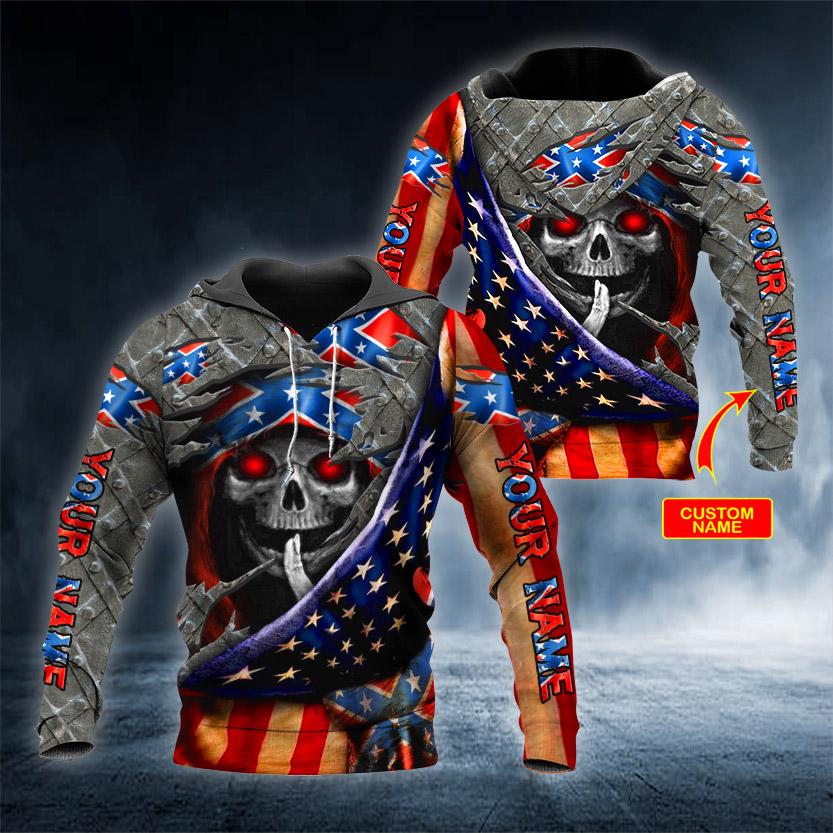 Inside CSA US Skull Personalized 3D All Over Printed US Unisex Size Hoodies