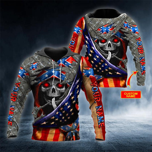 Inside CSA US Skull Personalized 3D All Over Printed US Unisex Size Hoodies