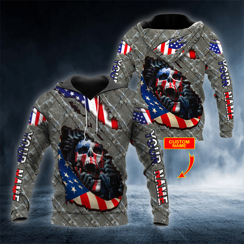 American Flag Ghost Hands Corpses Patriotic Skull Personalized 3D All Over Printed Unisex Hoodie US Size