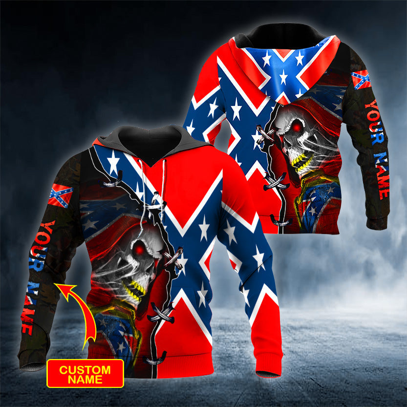 CSA Flag Patriotic Skull Personalized 3D All Over Printed Unisex Hoodie US Size