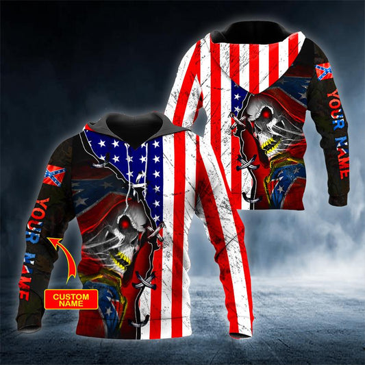 Ghost CSA Inside Flag US Skull Personalized 3D All Over Printed US Unisex Size Hoodies