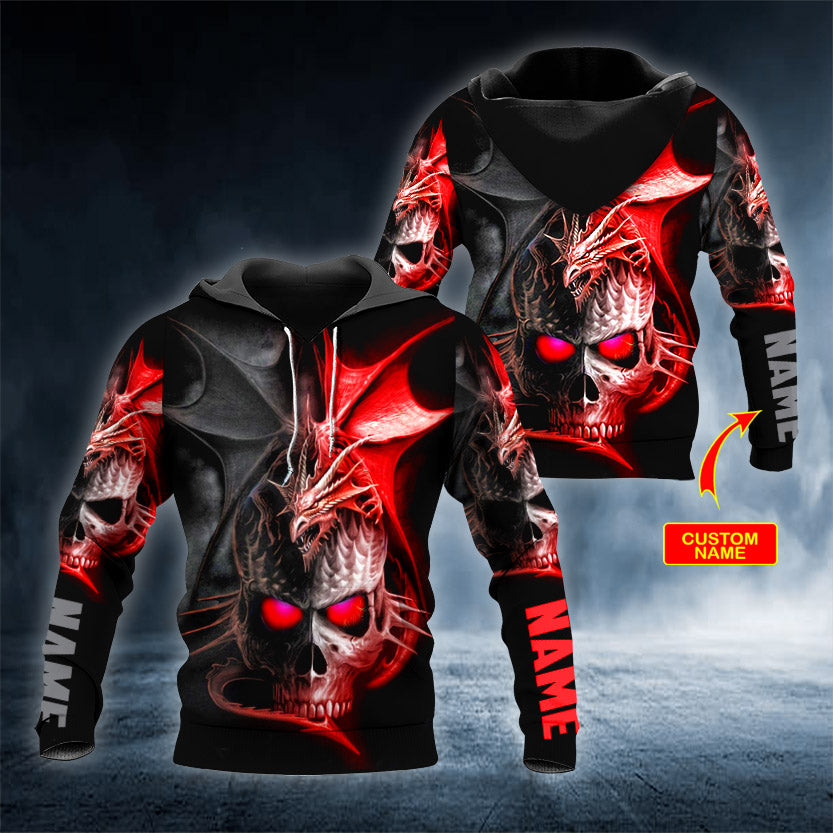 Black Red Dragon King Skull Personalized 3D All Over Printed Unisex Hoodie US Size