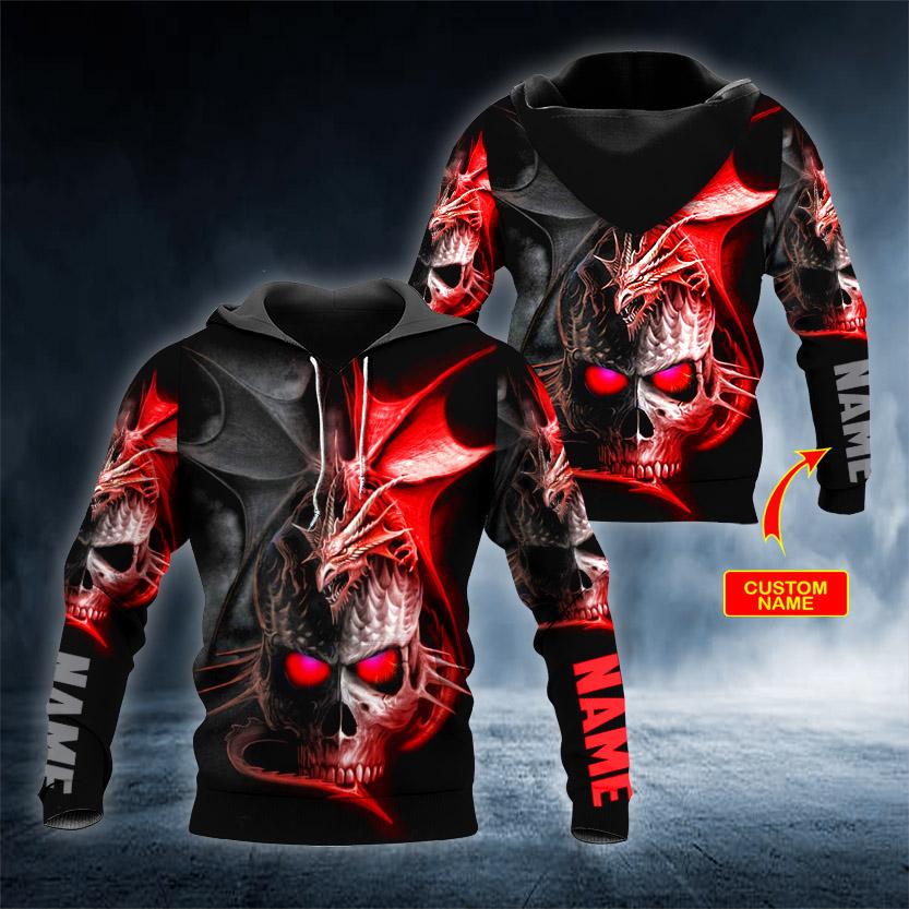 Ghost Dragon Skull Personalized 3D All Over Printed US Unisex Size Hoodies