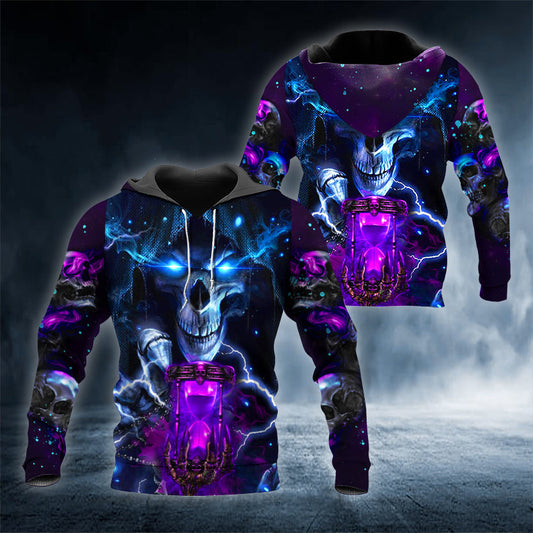 Galaxy Sandy Clock Reaper Skull 3D All Over Printed Unisex Hoodie US Size