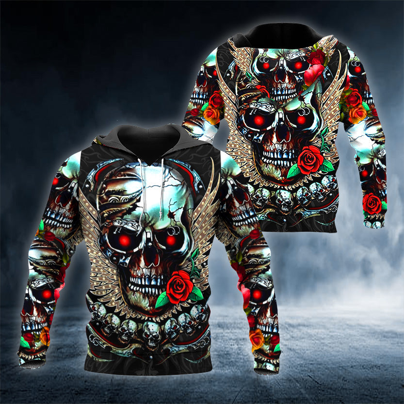 Hipster Pierced Skull 3D All Over Printed Unisex Hoodie US Size