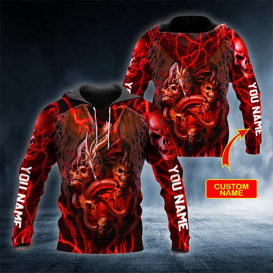 Dragon Blood Skull Personalized 3D All Over Printed US Unisex Size Hoodies