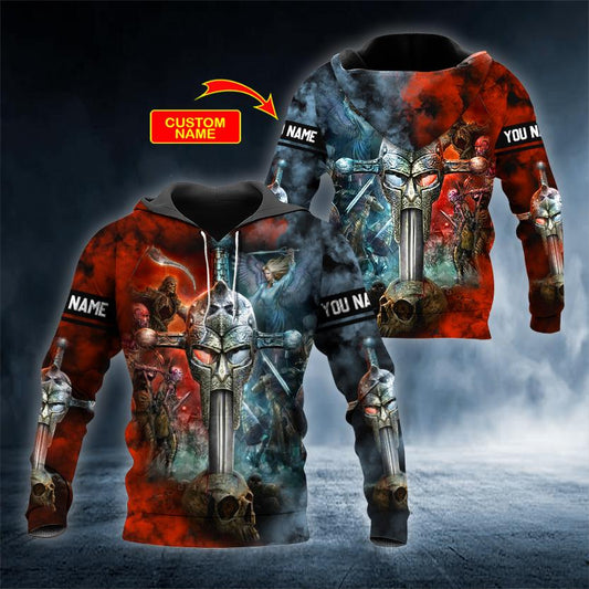 War Skull Personalized 3D All Over Printed US Unisex Size Hoodies