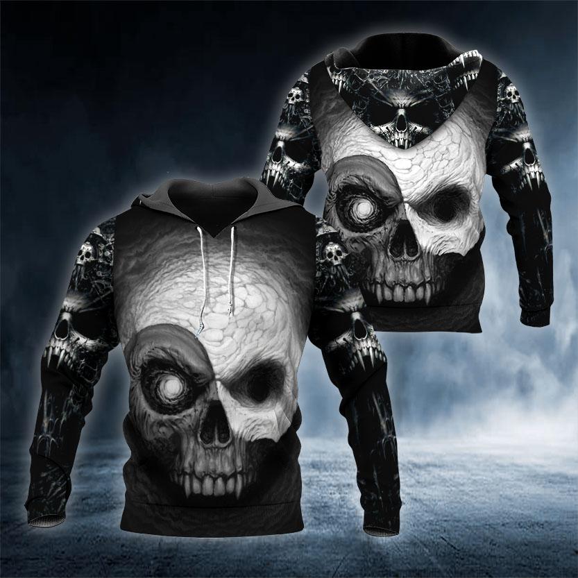 Yin Yang Skull 3D All Over Printed US Unisex Size Hoodies