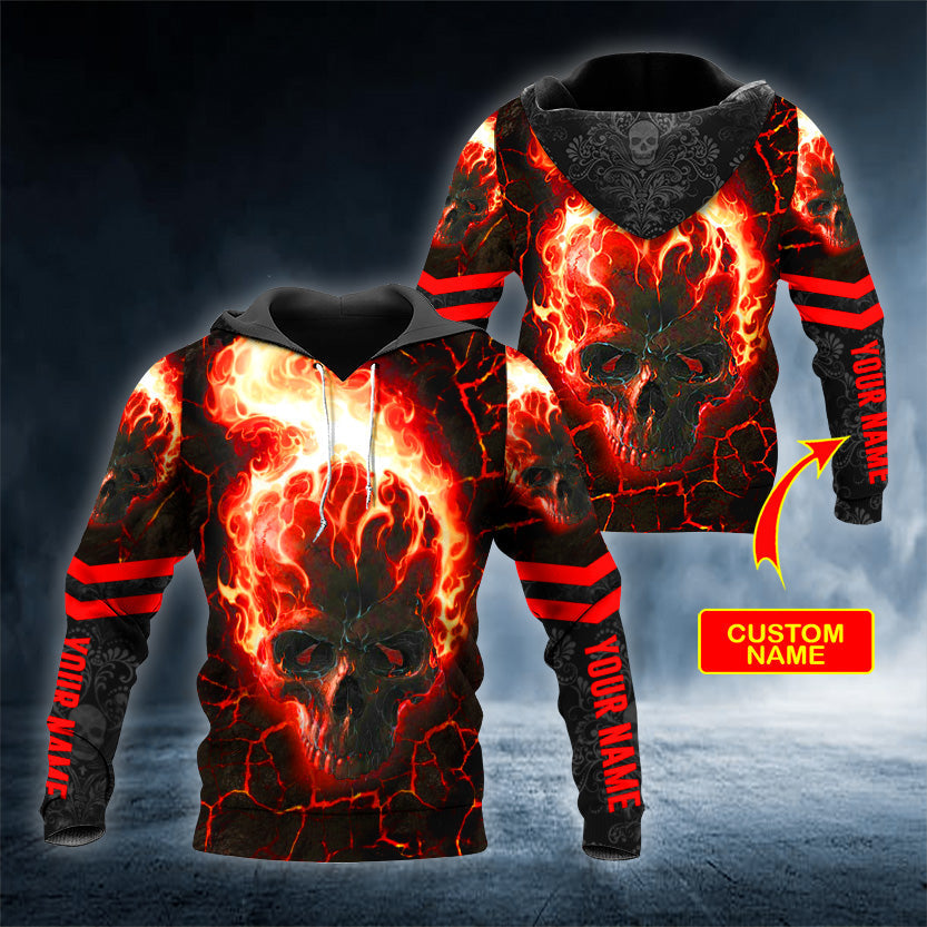 Fire Ghost Rider Skull Personalized 3D All Over Printed Unisex Hoodie US Size