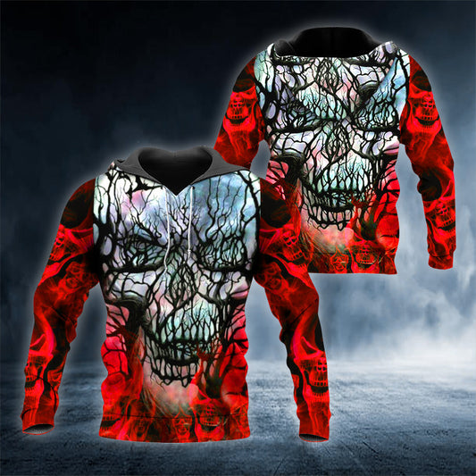 Fantasy Cracked Skull 3D All Over Printed Unisex Hoodie US Size