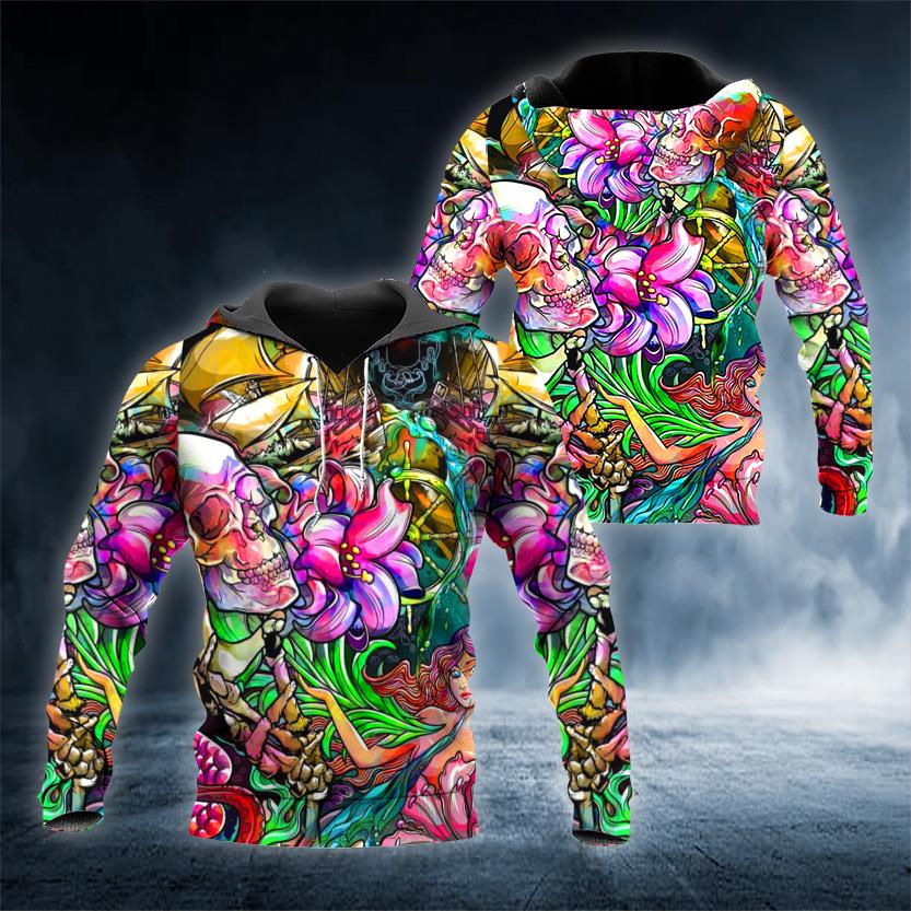 Flower Skull 3D All Over Printed US Unisex Size Hoodies