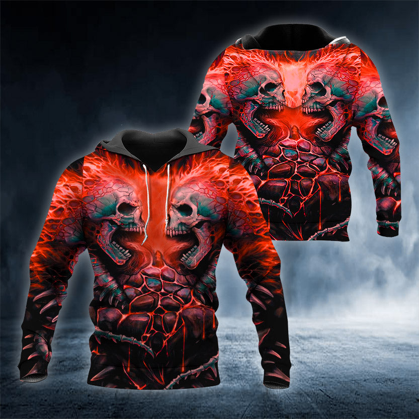 Bloodthirsty War Skull 3D All Over Printed Unisex Hoodie US Size