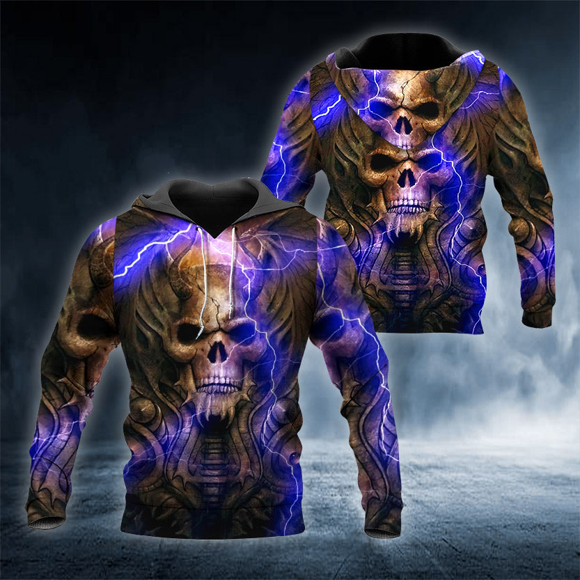 Horned King Skull 3D All Over Printed Unisex Hoodie US Size