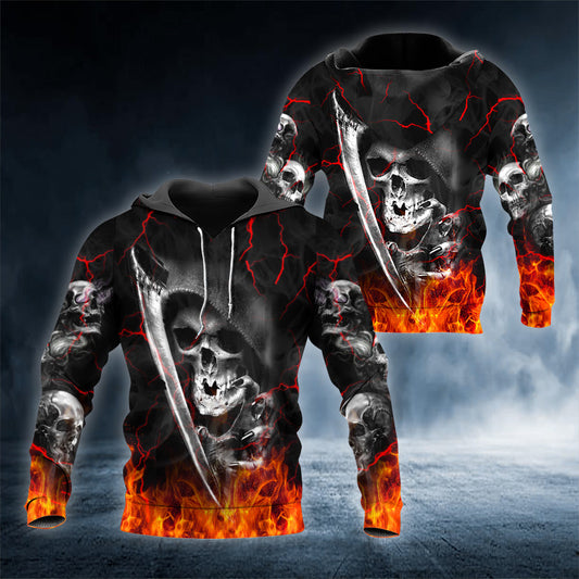 Flee From Death Skull 3D All Over Printed Unisex Hoodie US Size