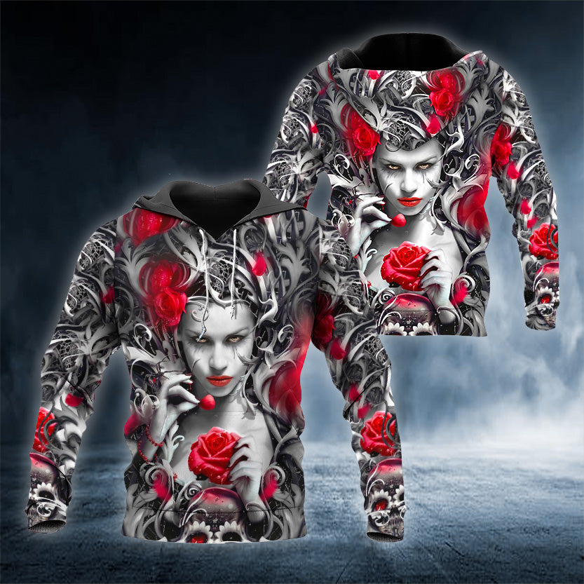 Beautiful Rose Queen Sugar Skull 3D All Over Printed Unisex Hoodie US Size