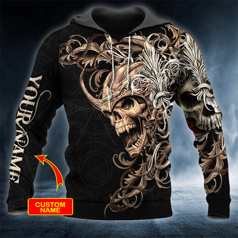 Eternal Dynasty Skull Viking Personalized 3D All Over Printed Unisex Hoodie US Size