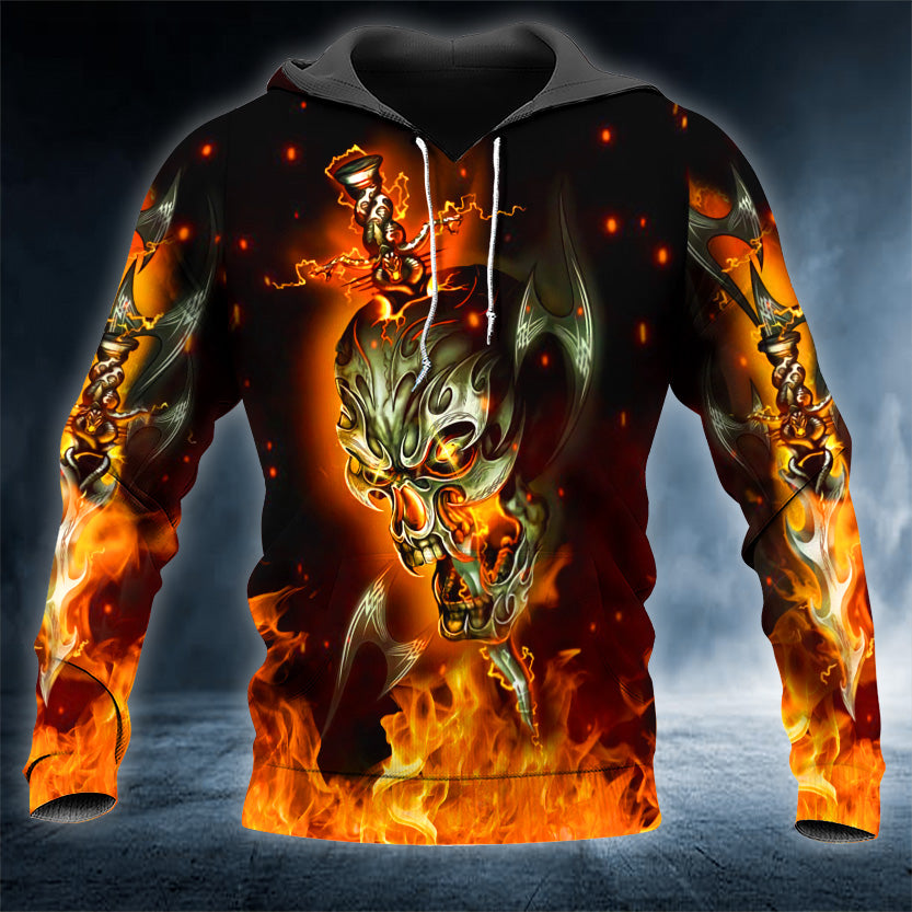 Electrical Flashover Skull 3D All Over Printed Unisex Hoodie US Size