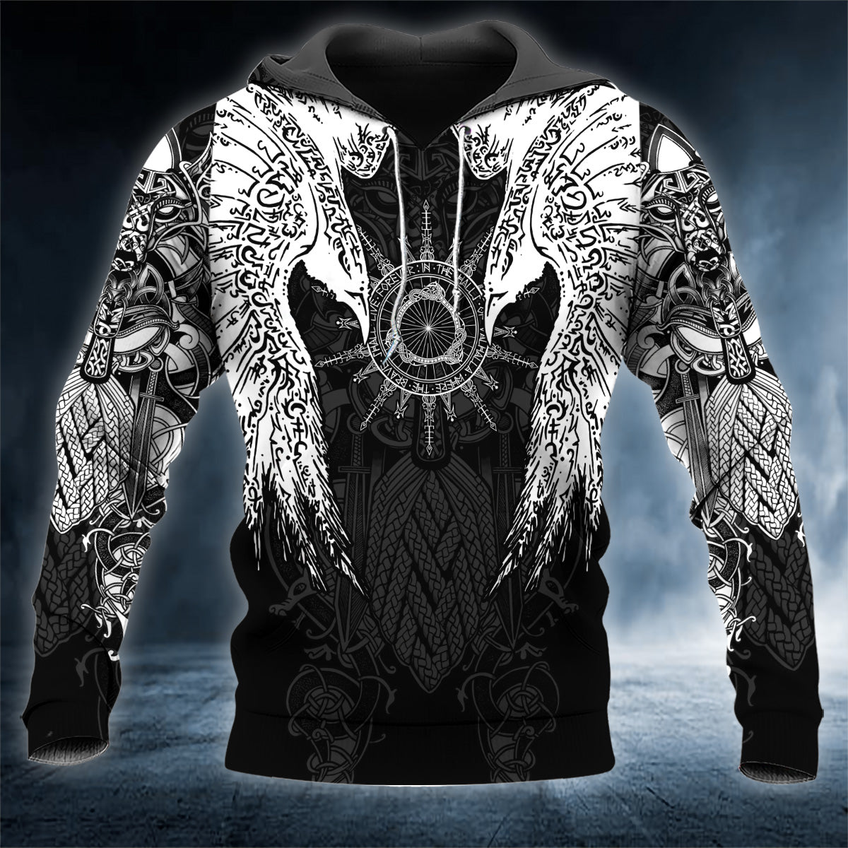 White Huginn And Muninn Viking Tattoo 3D All Over Printed Unisex Hoodie US Size