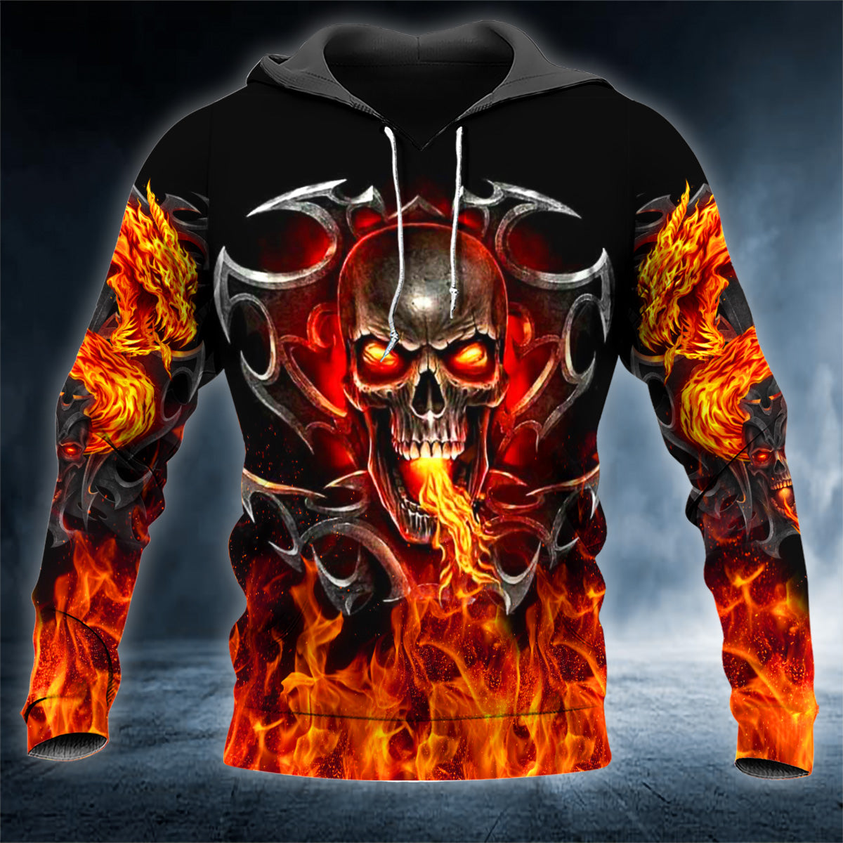 Fire-Breathing Dragons Skull 3D All Over Printed Unisex Hoodie US Size