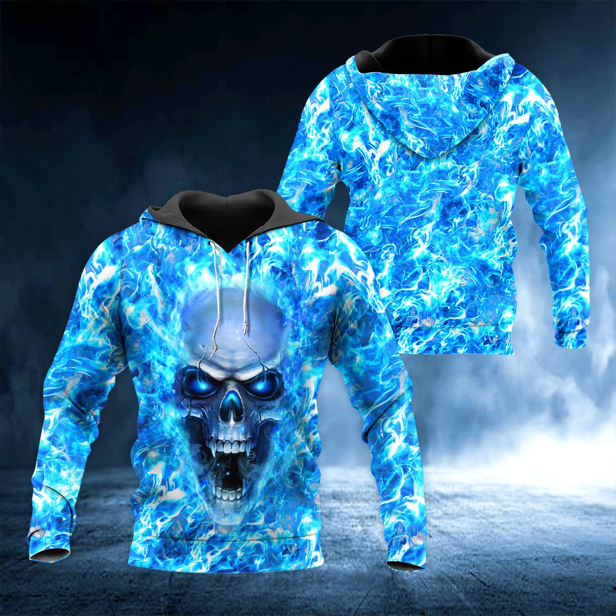 Face Ice Skull 3D All Over Printed US Unisex Size Hoodies