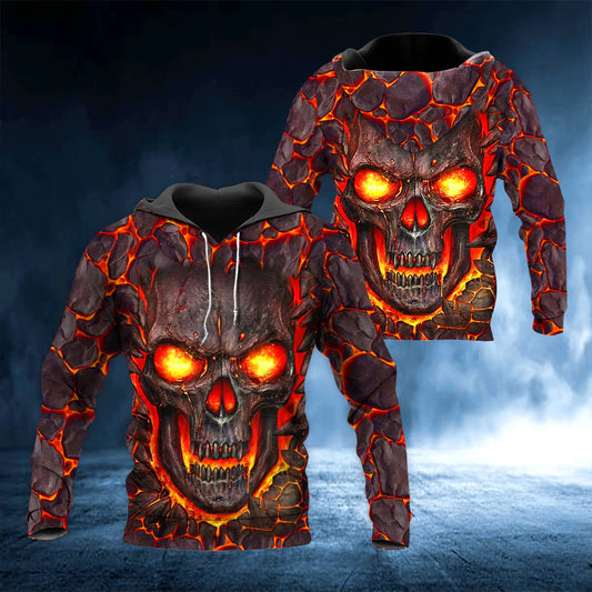 Lava Skull 3D All Over Printed Unisex Hoodie US Size