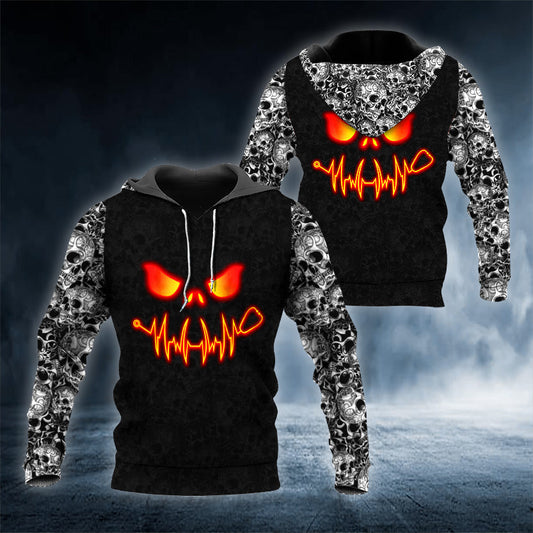 Happy Halloween Ghost Skull 3D All Over Printed Unisex Hoodie US Size