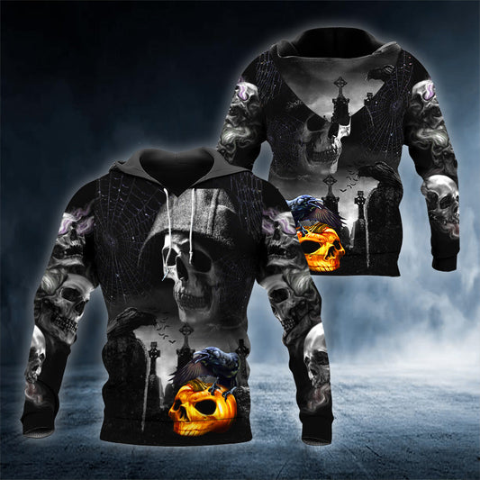 Ravens Reaper Hunter Skull 3D All Over Printed Unisex Hoodie US Size