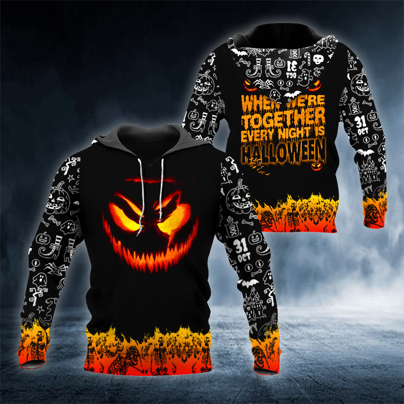 Happy Halloween Smile Skull 3D All Over Printed Unisex Hoodie US Size