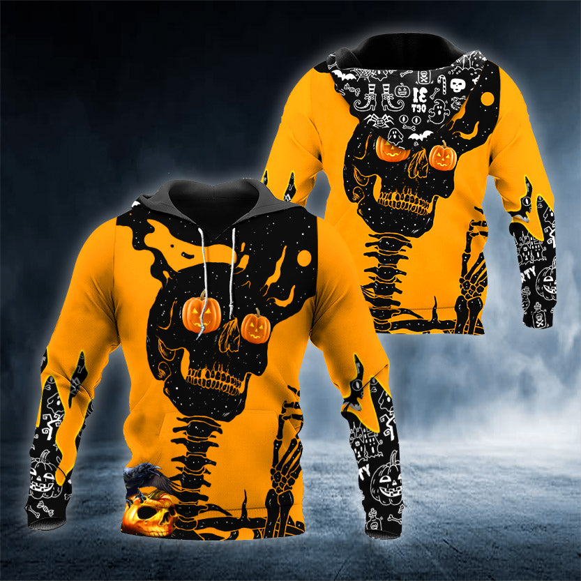 Halloween Head Skull 3D All Over Printed Unisex Hoodie US Size