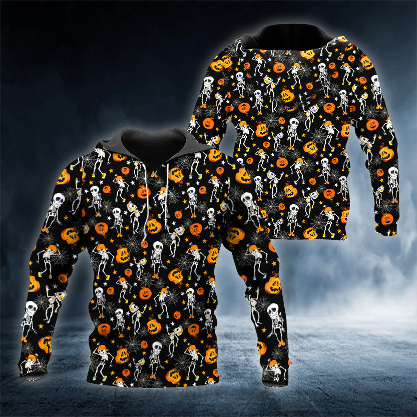 Halloween Pattern Pumplin Skull 3D All Over Printed Unisex Hoodie US Size