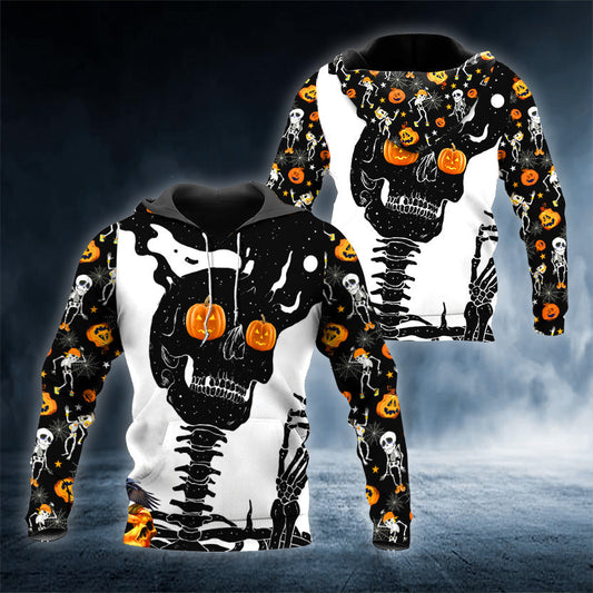 Halloween Head Skull 3D All Over Printed Unisex Hoodie US Size