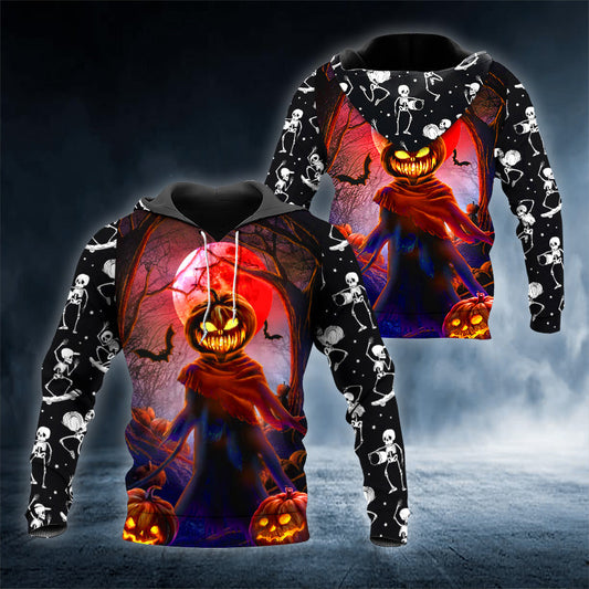 Ghost Pumpkin Halloween Skull 3D All Over Printed Unisex Hoodie US Size