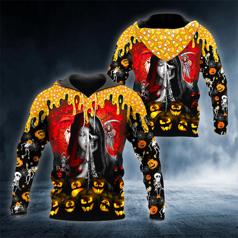 Halloween Couple Skull 3D All Over Printed Unisex Hoodie US Size