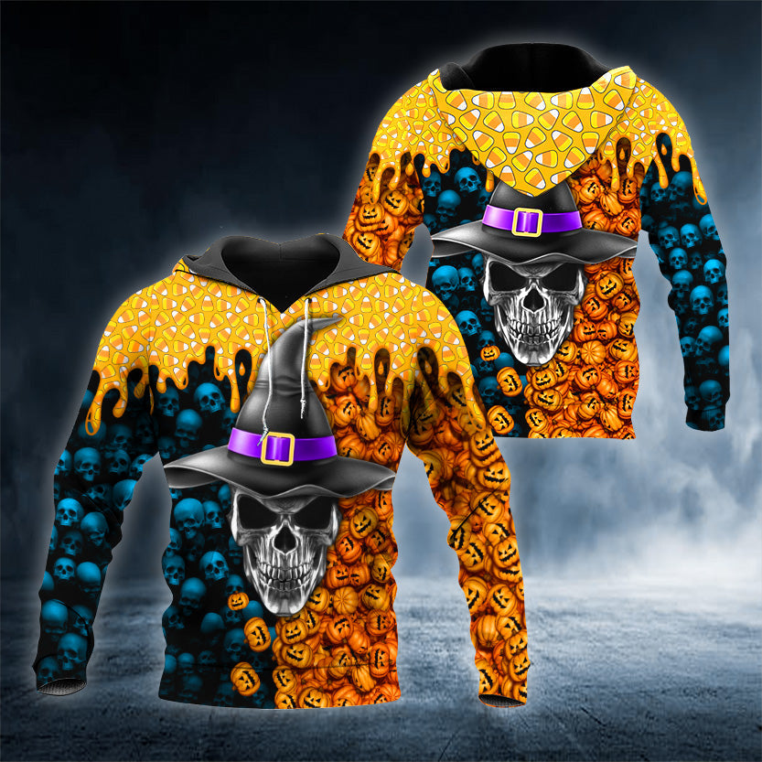 Silver Witches Halloween Skull 3D All Over Printed Unisex Hoodie US Size