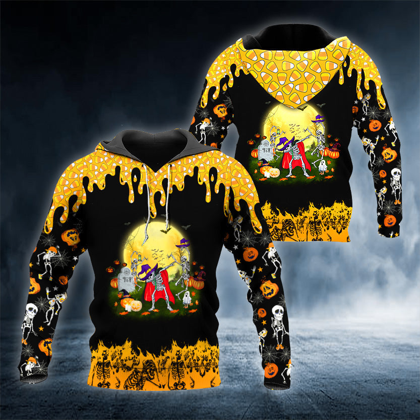 Happy Halloween Party Skull 3D All Over Printed Unisex Hoodie US Size