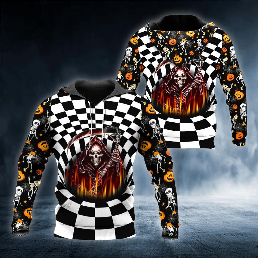 Death Inside Skull 3D All Over Printed US Unisex Size Hoodie