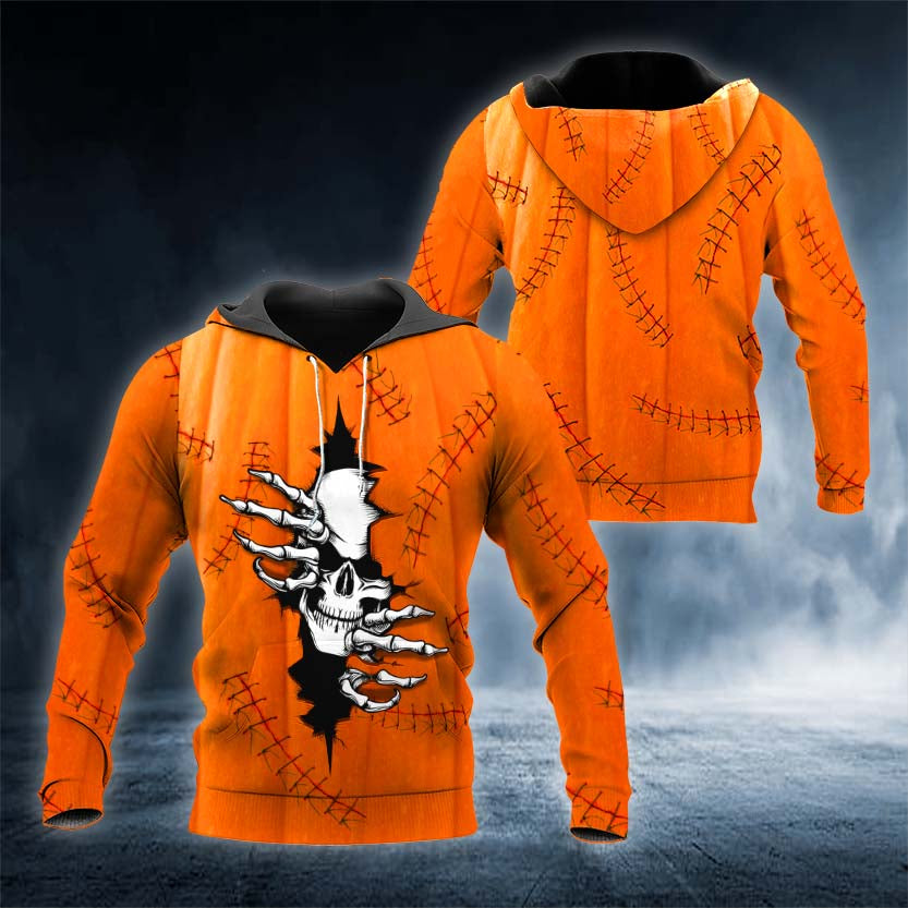 Ghost Inside Pumpkin Skull 3D All Over Printed Unisex Hoodie US Size