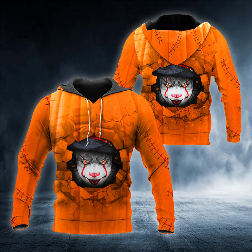 Halloween Clown Inside Pumpkin Skull 3D All Over Printed Unisex Hoodie US Size