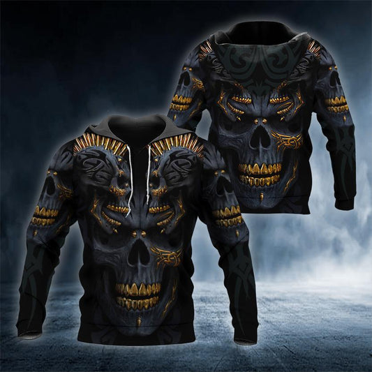 Dark War Skull 3D All Over Printed US Unisex Size Hoodie