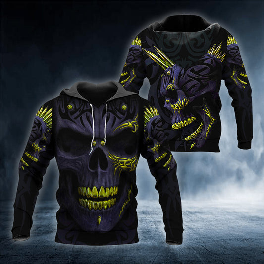 Dark Gold Vampire Skull 3D All Over Printed Unisex Hoodie US Size