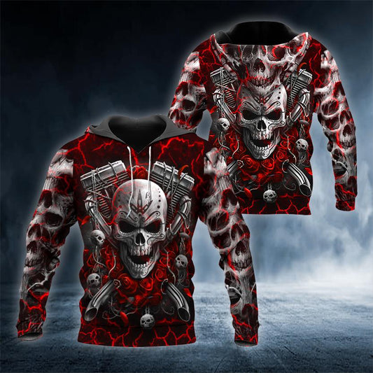 Ghost Hunter Skull 3D All Over Printed US Unisex Size Hoodie