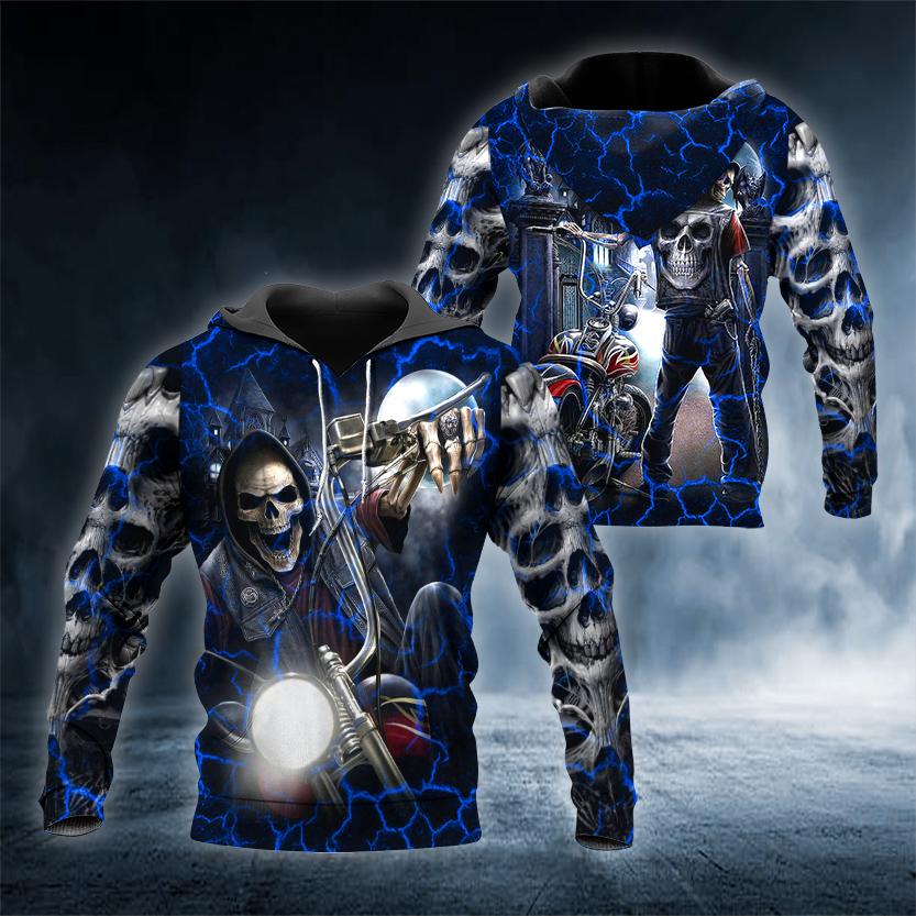 Biker Hunter Skull 3D All Over Printed US Unisex Size Hoodie