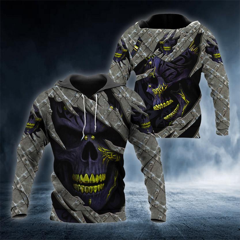 Dark Gold Inside Skull 3D All Over Printed US Unisex Size Hoodie