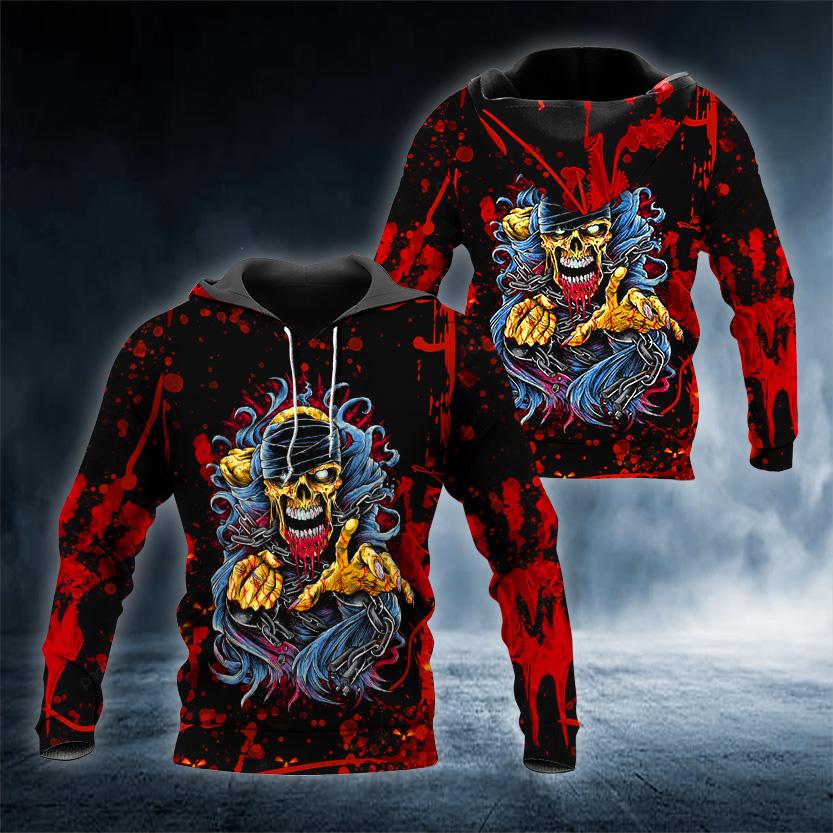 Blood Hand Skull 3D All Over Printed US Unisex Size Hoodie