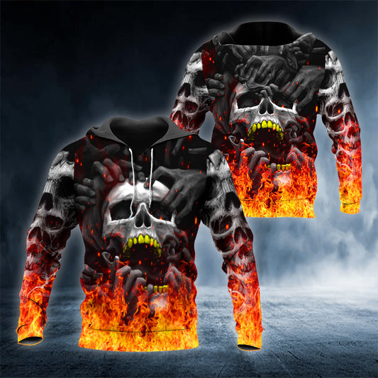 Ghost Hands Corpses Fire Skull 3D All Over Printed Unisex Hoodie US Size