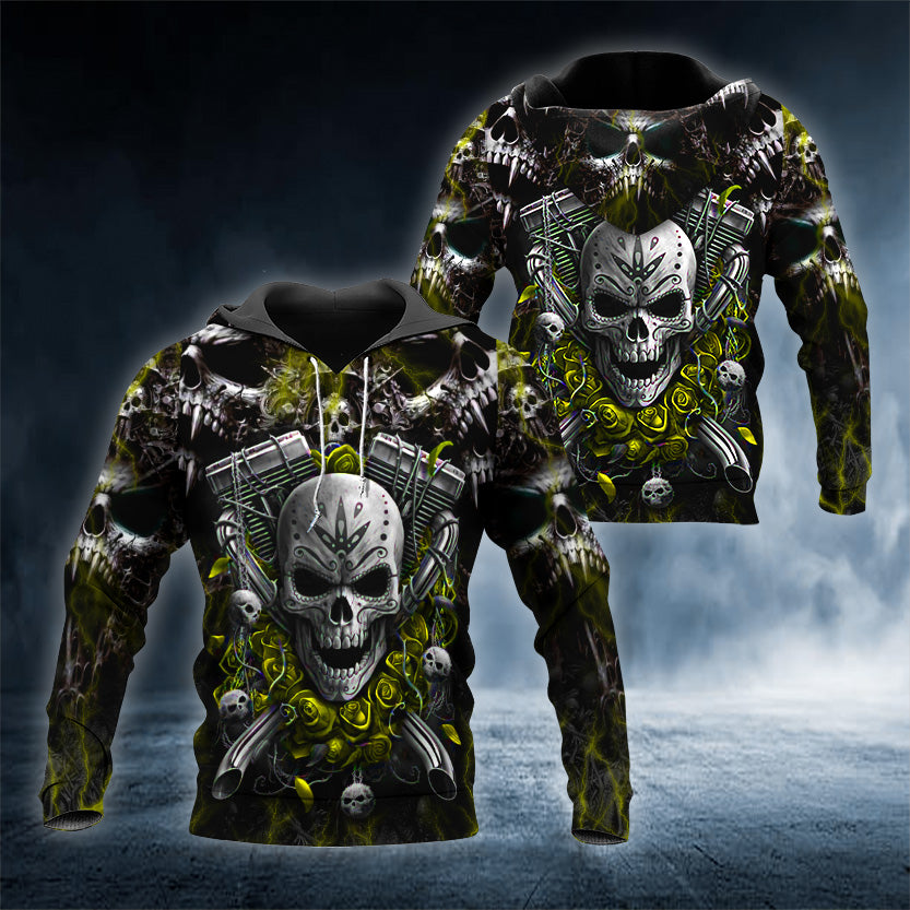 Gold Rider Skull 3D All Over Printed Unisex Hoodie US Size