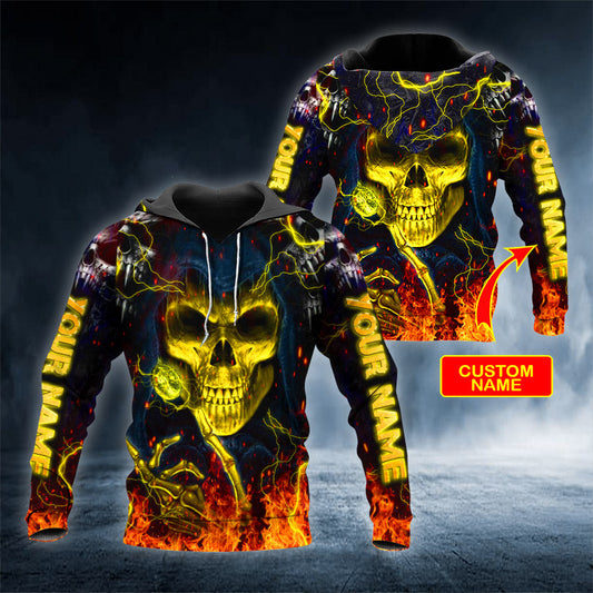 Grim Reaper Fire Skull Personalized 3D All Over Printed Unisex Hoodie US Size